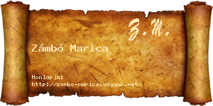 Zámbó Marica névjegykártya
