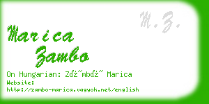 marica zambo business card